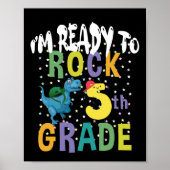 Poster Back to School I'm Ready To Rock 5th Grade Dino (Devant)