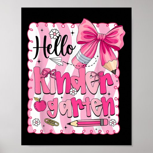 Poster Back To School Kindergarten Coquette Pencil Bow Gi (Devant)