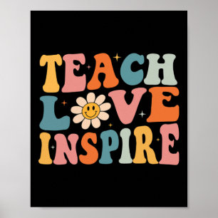 Poster Back to School Teach Love Inspire Retro Teachers