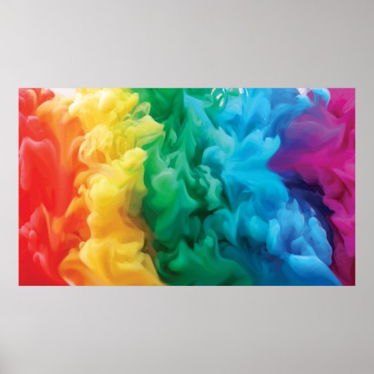 Poster backgroaturing a smoke cloud in rainbow (Devant)