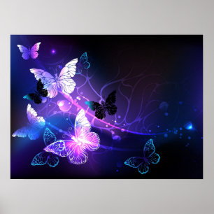 Poster Background with Night Butterflies