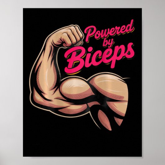 Poster Backprint Funny Gym Humor Biceps Gains Powered By  (Devant)