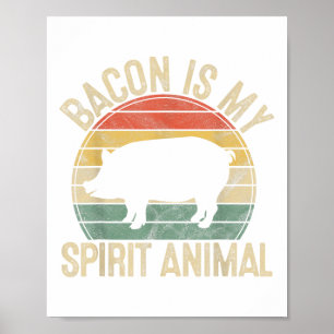 Poster Bacon Est Mon Esprit Animal Cadeau Retro Bbq Costu