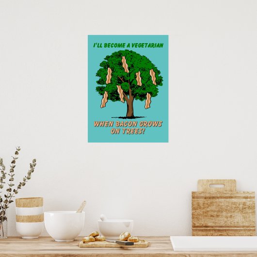 Poster Bacon Tree Funny Imprimer l'affiche Signal Humour (Cuisine)