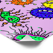 Poster Bactéries microscopiques de dessin animé Doodle Ar (Coin)