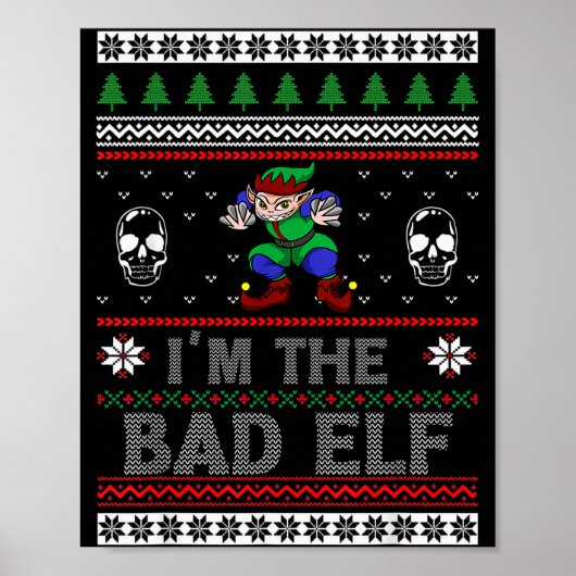 Poster Bad Elf Ugly Christmas For Elves Lover  (Devant)
