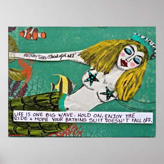 POSTER BAD GIRL ART MERMAID POSTER. (Devant)