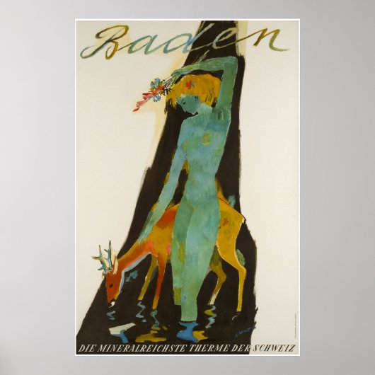 Poster Baden, Die mineralreichste therme des Schweiz, (Devant)