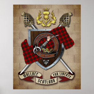 Poster Badge Clan Wallace W/Crossed Swords