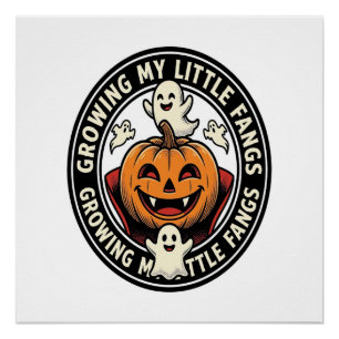 Poster Badge de citrouille de vampire faisant pousser mes