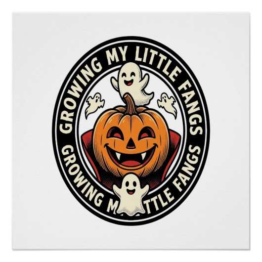 Poster Badge de citrouille de vampire faisant pousser mes (Devant)