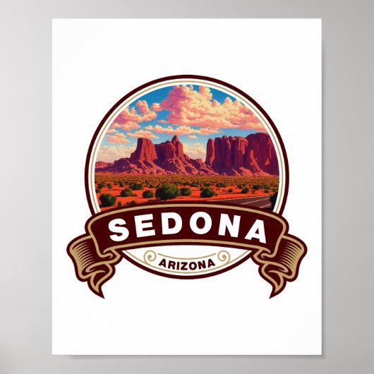 Poster Badge de voyage coloré Sedona Arizona (Devant)