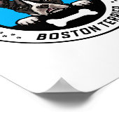 Poster Badge d'illustration de Boston Terrier Peeking (Coin)