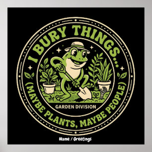 Poster Badge drôle de grenouille rétro J'enterre des chos