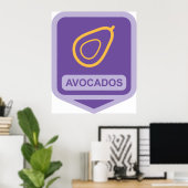 Poster Badge minimaliste Avocado en violet et or (Bureau à domicile)
