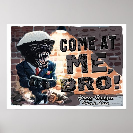 Poster Badger de miel avec pistolet à machine (Devant)
