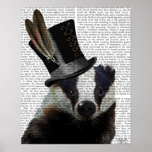 Poster Badger de Steampunk dans le chapeau supérieur