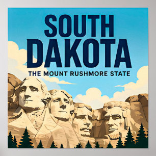 Poster Badlands du Dakota du Sud Black Hills Mont Rushmor