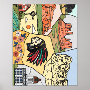 Poster Badlands Mt Rushmore Black Hills South Dakota Cart