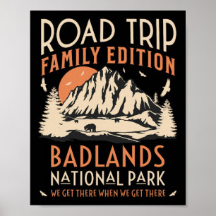 Poster Badlands Us National Park Family Road Trip Vacatio