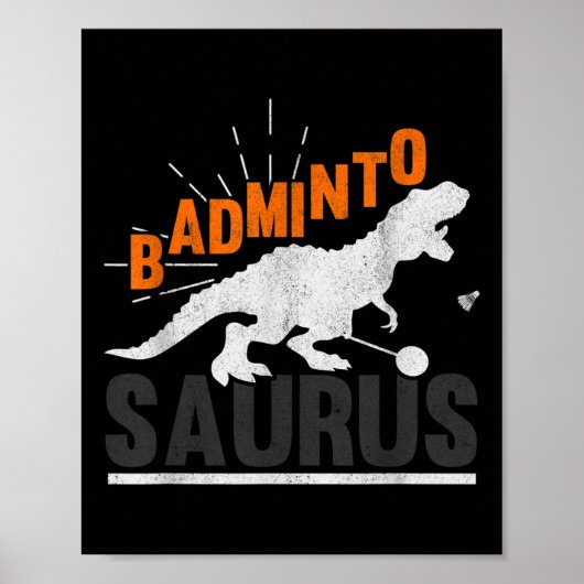 Poster Badminto Saurus Rex Birdie Shuttle Dinosaure Badmi (Devant)