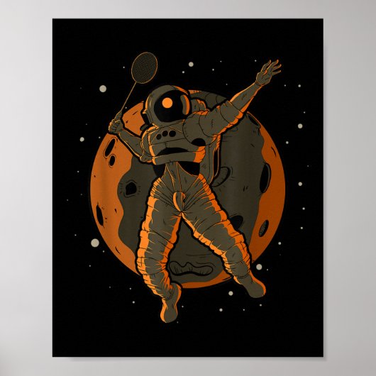 Poster Badminton Astronaute Espace Extra-Terrestre (Devant)