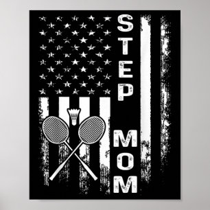 Poster Badminton Belle-mère Drapeau Américain Noël Vintag