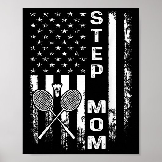 Poster Badminton Belle-mère Drapeau Américain Noël Vintag (Devant)