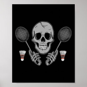 Poster Badminton Birdie Humour Ventilateur Squelette Horr