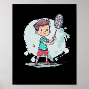Poster Badminton Boy Comic Shutter Player