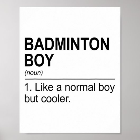 Poster Badminton Boy Noun Definition Shuttle Badminton Pl (Devant)