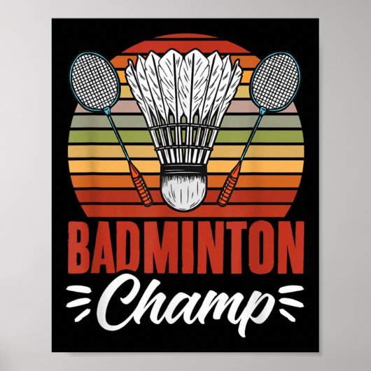 Poster Badminton Champ Racket Shuttle Vintage Badminton P (Devant)