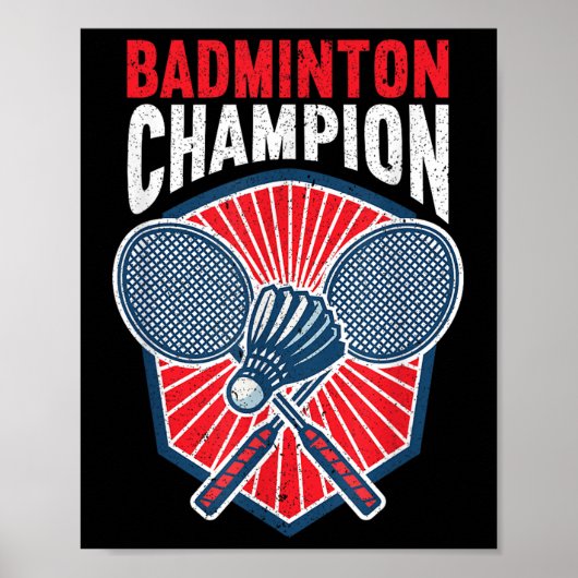 Poster Badminton Champion Funny Badminton  (Devant)