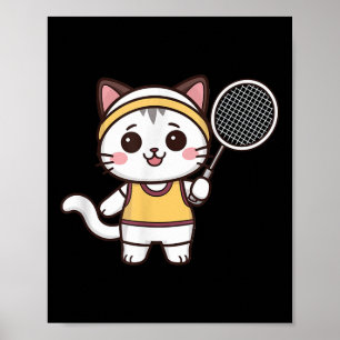 Poster Badminton Chat Drôle Femmes Filles Joueuse de Badm