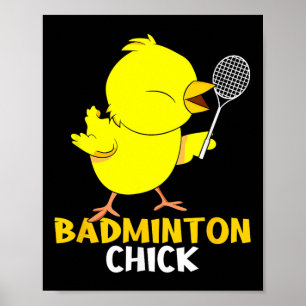 Poster Badminton Chèvre Poulet Volatile Femmes Badminton