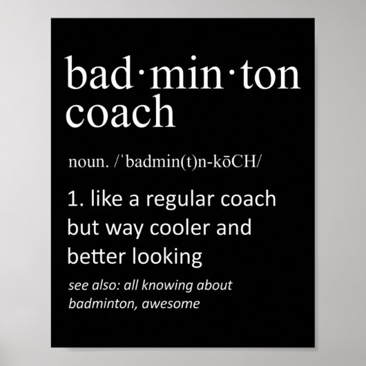 Poster Badminton Coach Funny Dictionnaire Définition Coac (Devant)
