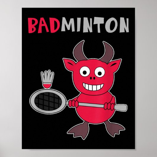 Poster Badminton Devil Badminton Player Shuttle Sports Sm (Devant)
