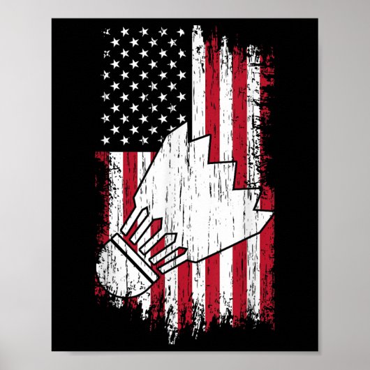 Poster Badminton - Drapeaux Américains Tees de Badminton (Devant)