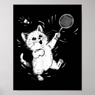 Poster Badminton drôle Chaton mignon Joueur de badminton