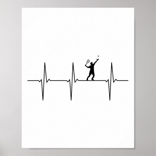 Poster Badminton Ecg Heartbeat Shuttle Pulse Fréquence 1 (Devant)