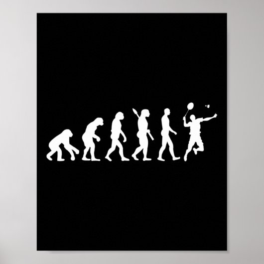 Poster Badminton Evolution Jersey Tee Funny Rackets Ball (Devant)