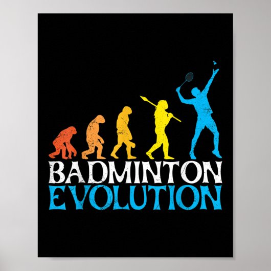 Poster Badminton Evolution Monkey Badminton Player Badmin (Devant)