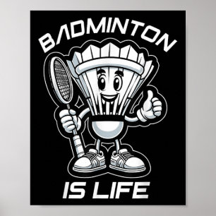 Poster Badminton Forever Cartoon Shuttle Et Racket Graphe