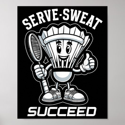 Poster Badminton Forever Cartoon Shuttle Et Racket Graphe (Devant)