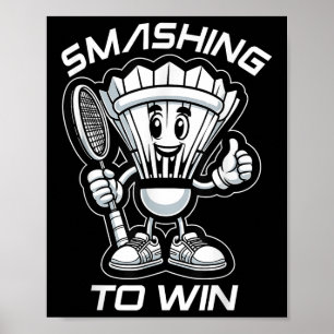 Poster Badminton Forever Cartoon Shuttle Et Racket Graphe
