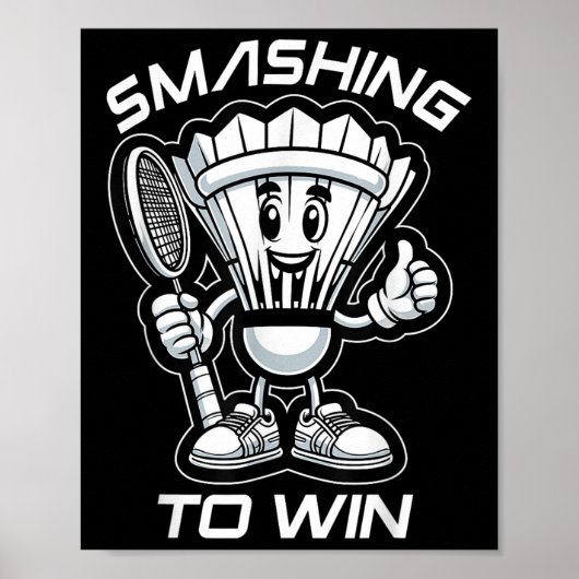 Poster Badminton Forever Cartoon Shuttle Et Racket Graphe (Devant)