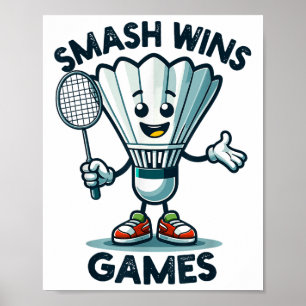Poster Badminton Forever Cartoon Shuttle Et Racket Graphe