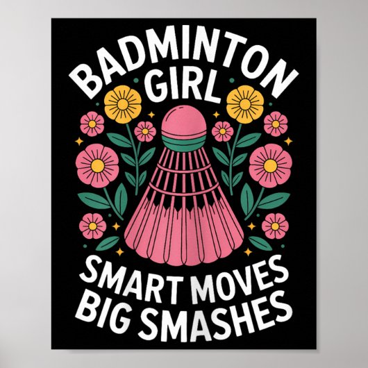 Poster Badminton Girl Shuttle Funny Badminton (Devant)