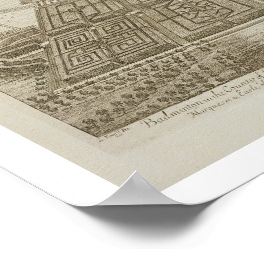 Poster Badminton House dans le Comté de Gloucester, engra (Coin)