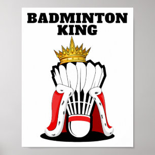 Poster Badminton King Mens Badminton Player Shirt Boys Ba